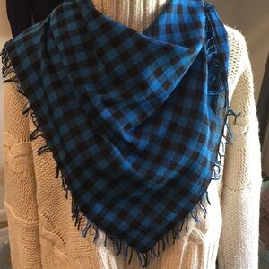 Fall Plaid Triangle fringed scarf